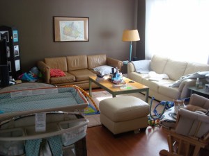 Take out about 50% of what's in this room.