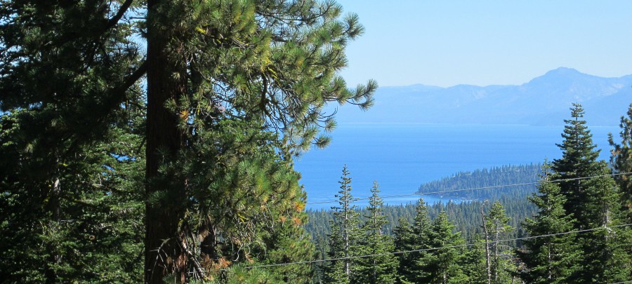 Scenic view high above Lake Tahoe along the Fiberboard Freeway
